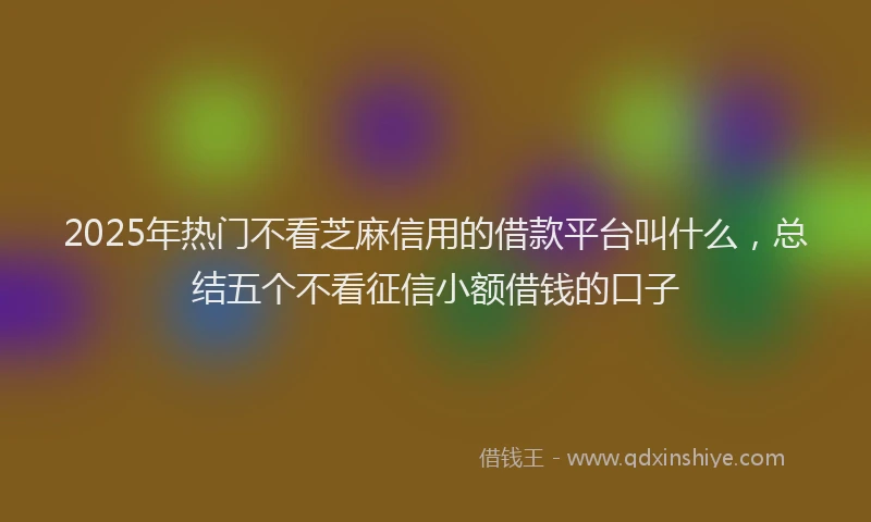 2025年热门不看芝麻信用的借款平台叫什么，总结五个不看征信小额借钱的口子