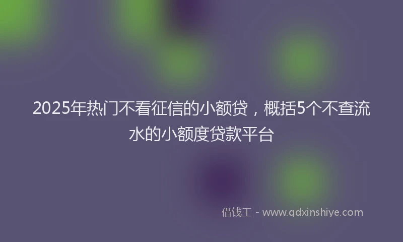 2025年热门不看征信的小额贷，概括5个不查流水的小额度贷款平台