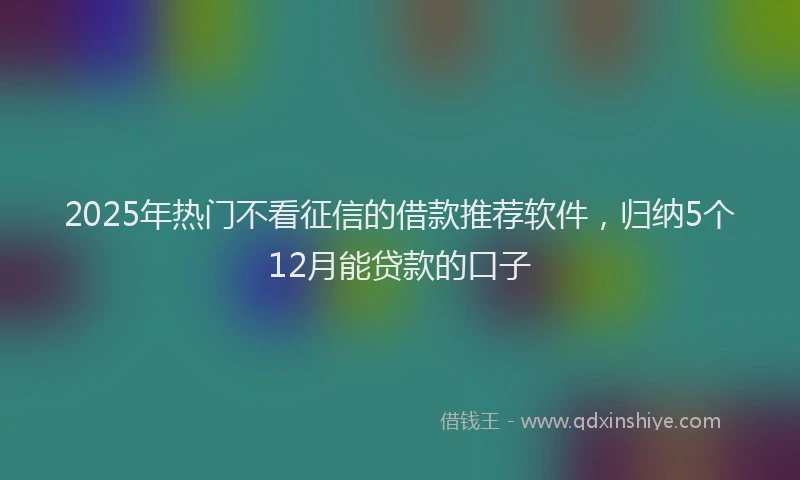 2025年热门不看征信的借款推荐软件，归纳5个12月能贷款的口子