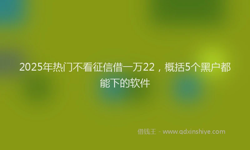 2025年热门不看征信借一万22，概括5个黑户都能下的软件