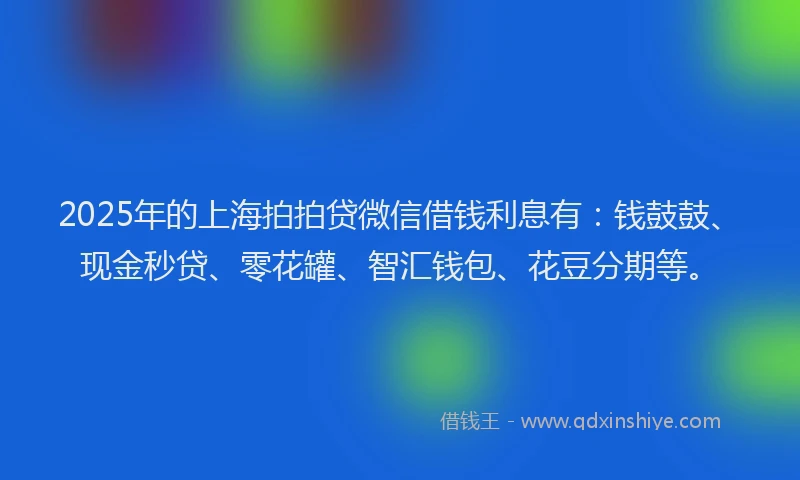 2025年的上海拍拍贷微信借钱利息有：钱鼓鼓、现金秒贷、零花罐、智汇钱包、花豆分期等。