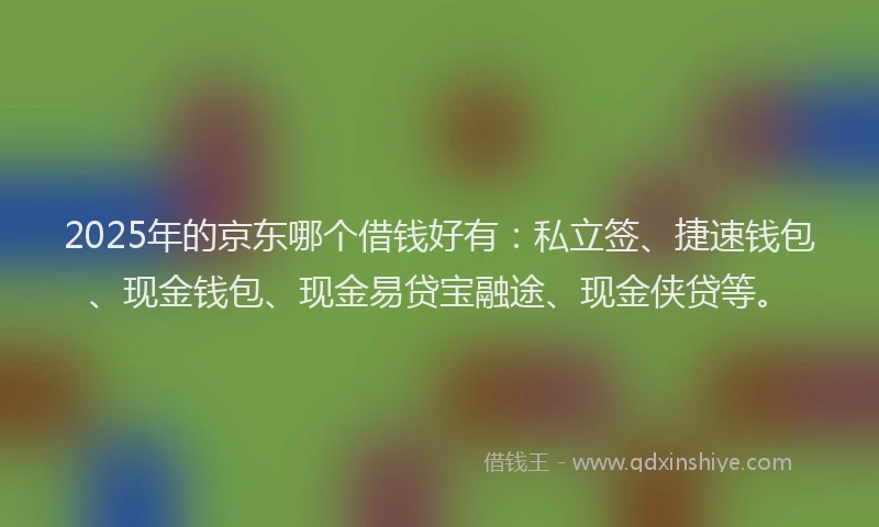 2025年的京东哪个借钱好有：私立签、捷速钱包、现金钱包、现金易贷宝融途、现金侠贷等。