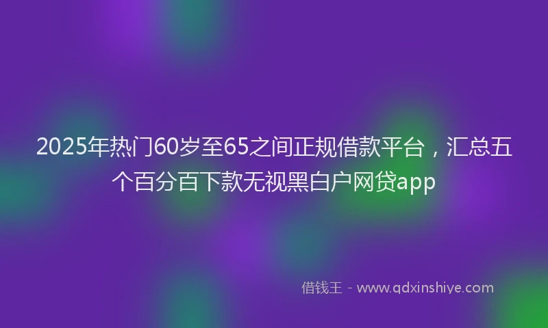 2025年热门60岁至65之间正规借款平台，汇总五个百分百下款无视黑白户网贷app