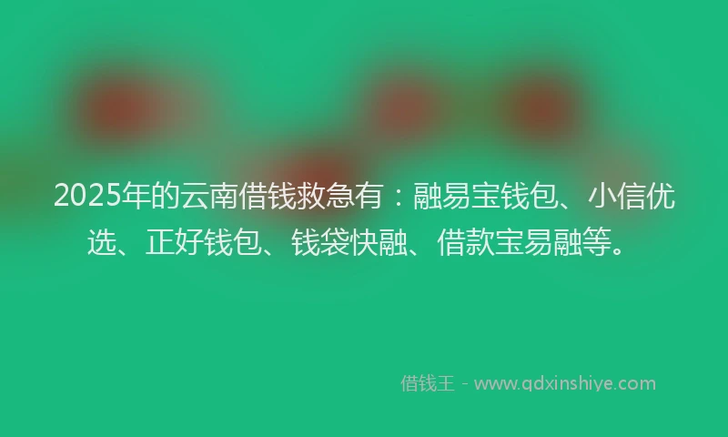 2025年的云南借钱救急有：融易宝钱包、小信优选、正好钱包、钱袋快融、借款宝易融等。