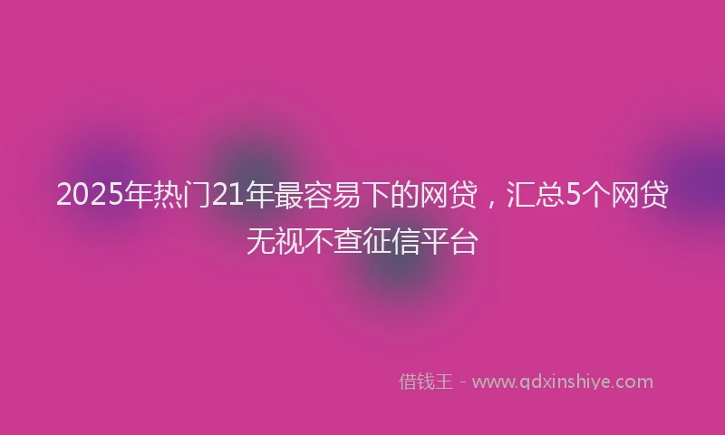 2025年热门21年最容易下的网贷，汇总5个网贷无视不查征信平台