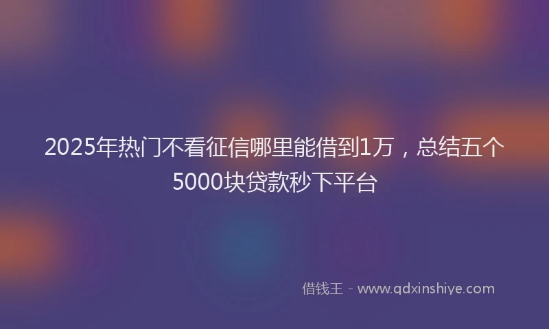 2025年热门不看征信哪里能借到1万，总结五个5000块贷款秒下平台