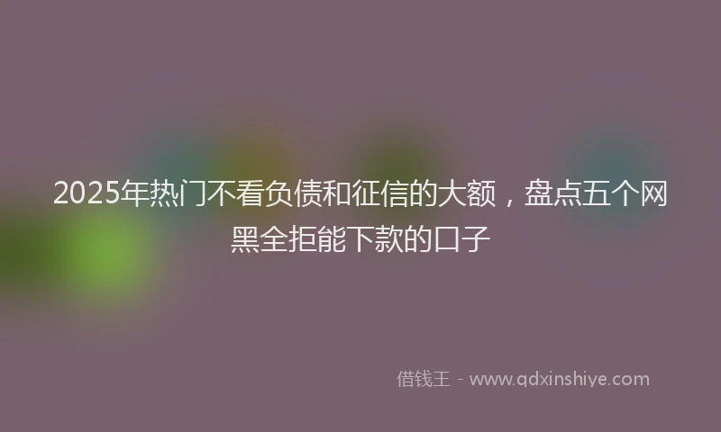 2025年热门不看负债和征信的大额，盘点五个网黑全拒能下款的口子