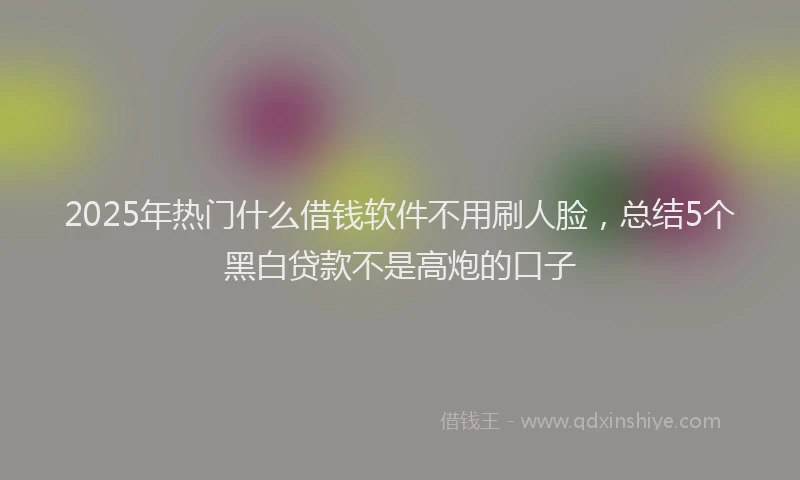2025年热门什么借钱软件不用刷人脸，总结5个黑白贷款不是高炮的口子