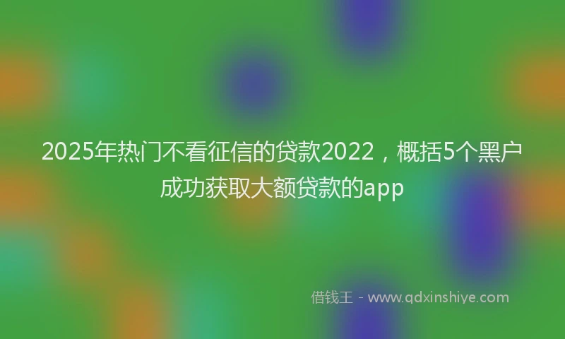 2025年热门不看征信的贷款2022，概括5个黑户成功获取大额贷款的app