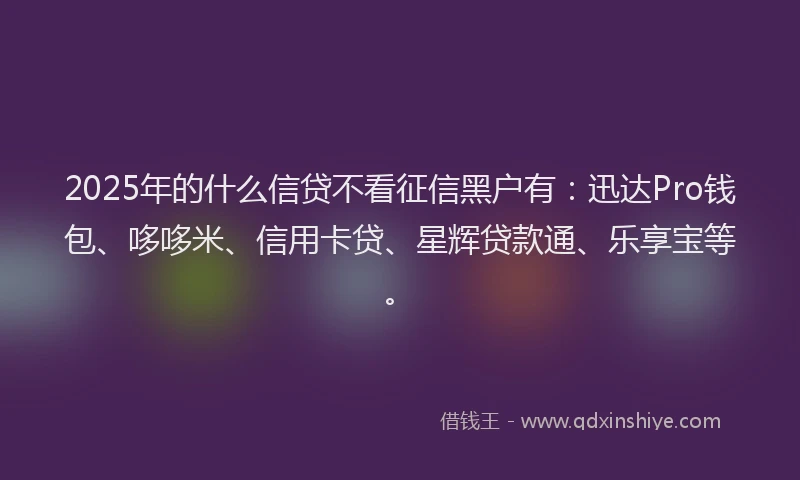 2025年的什么信贷不看征信黑户有：迅达Pro钱包、哆哆米、信用卡贷、星辉贷款通、乐享宝等。