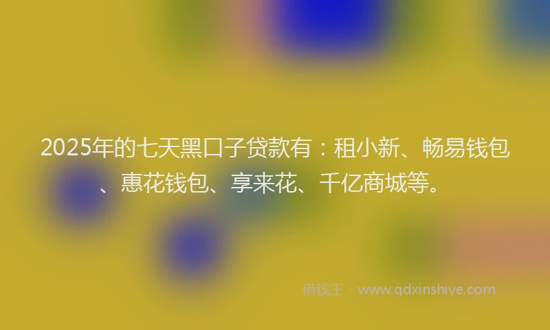2025年的七天黑口子贷款有：租小新、畅易钱包、惠花钱包、享来花、千亿商城等。