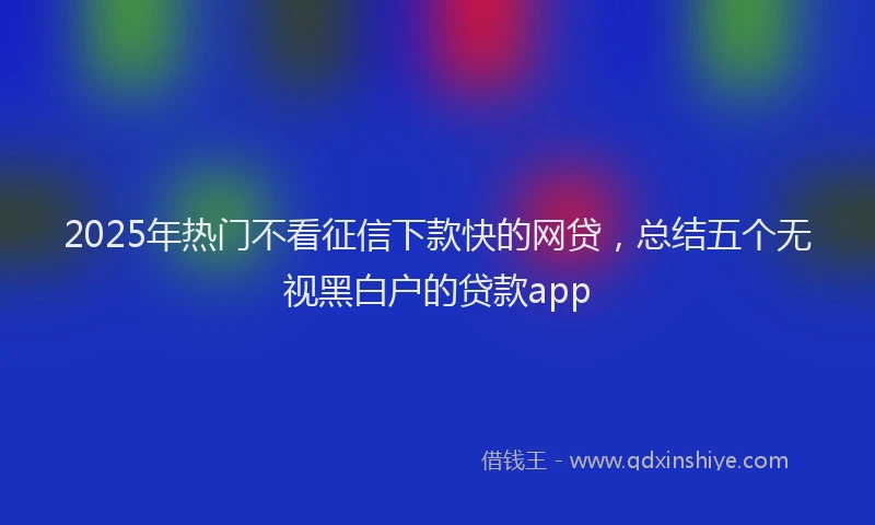 2025年热门不看征信下款快的网贷，总结五个无视黑白户的贷款app