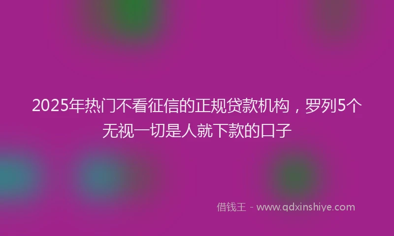 2025年热门不看征信的正规贷款机构，罗列5个无视一切是人就下款的口子