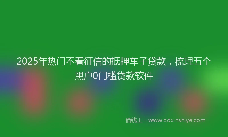 2025年热门不看征信的抵押车子贷款，梳理五个黑户0门槛贷款软件