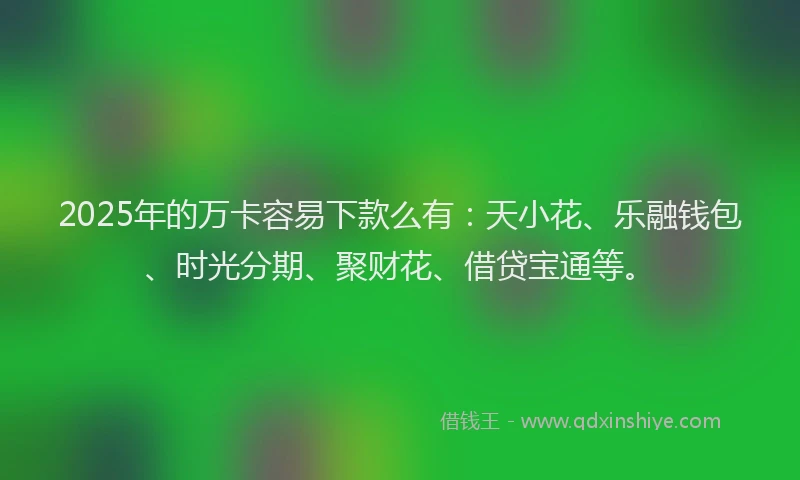 2025年的万卡容易下款么有：天小花、乐融钱包、时光分期、聚财花、借贷宝通等。