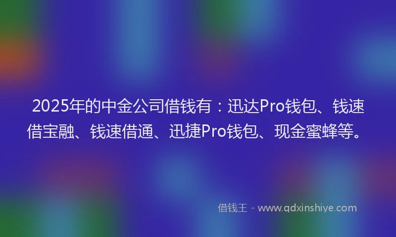 2025年的中金公司借钱有：迅达Pro钱包、钱速借宝融、钱速借通、迅捷Pro钱包、现金蜜蜂等。