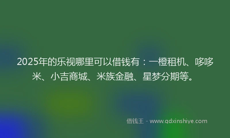 2025年的乐视哪里可以借钱有：一橙租机、哆哆米、小吉商城、米族金融、星梦分期等。