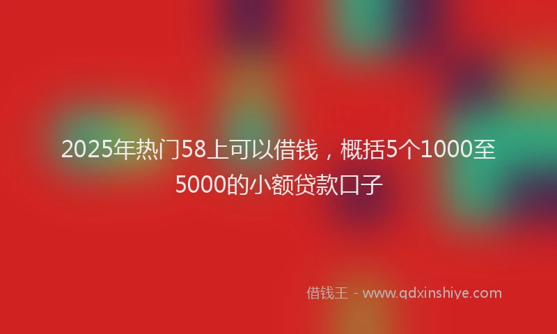 2025年热门58上可以借钱，概括5个1000至5000的小额贷款口子