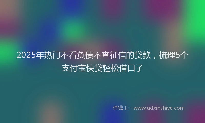 2025年热门不看负债不查征信的贷款，梳理5个支付宝快贷轻松借口子