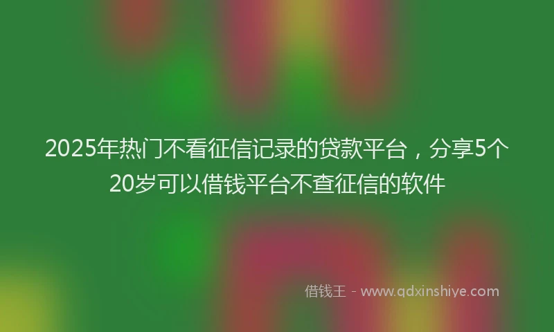2025年热门不看征信记录的贷款平台，分享5个20岁可以借钱平台不查征信的软件