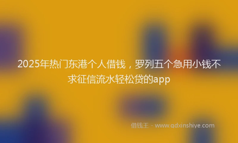 2025年热门东港个人借钱，罗列五个急用小钱不求征信流水轻松贷的app