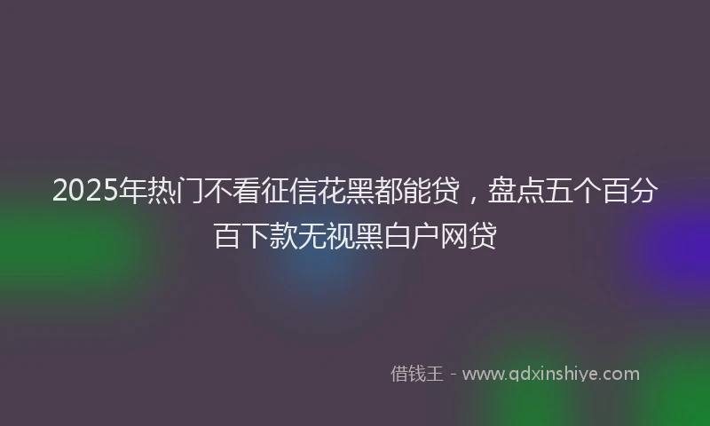2025年热门不看征信花黑都能贷，盘点五个百分百下款无视黑白户网贷