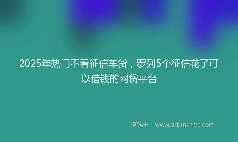 2025年热门不看征信车贷，罗列5个征信花了可以借钱的网贷平台