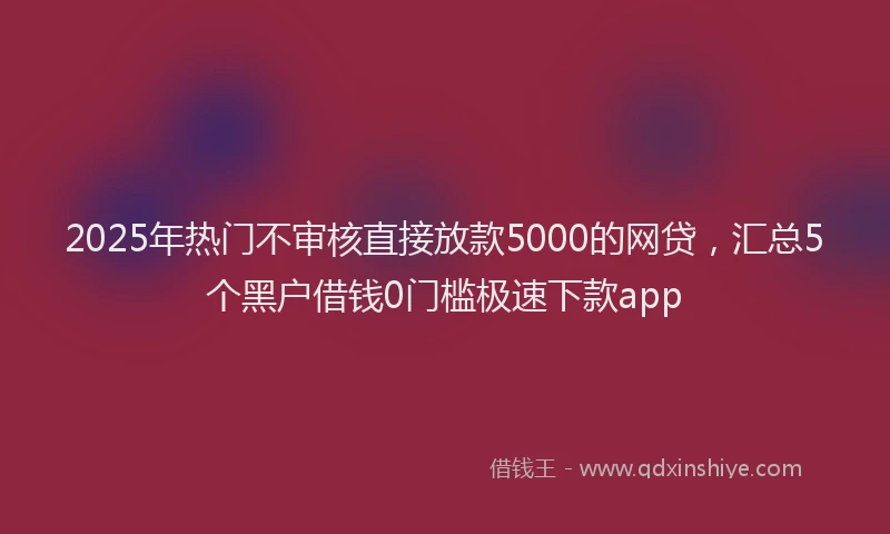 2025年热门不审核直接放款5000的网贷，汇总5个黑户借钱0门槛极速下款app