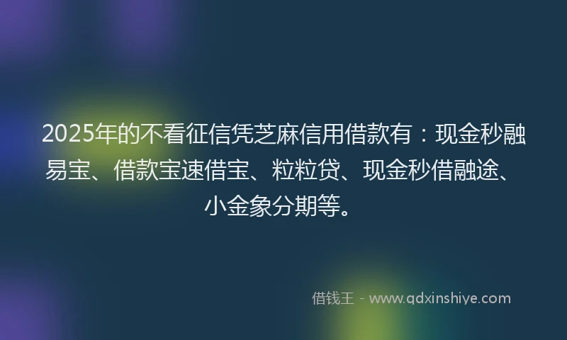 2025年的不看征信凭芝麻信用借款有：现金秒融易宝、借款宝速借宝、粒粒贷、现金秒借融途、小金象分期等。