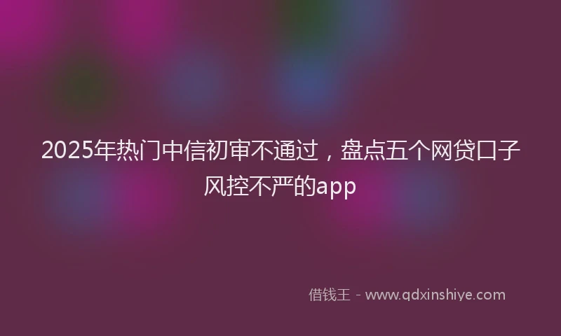 2025年热门中信初审不通过，盘点五个网贷口子风控不严的app