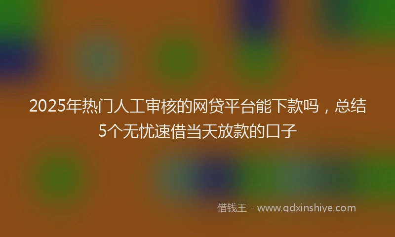 2025年热门人工审核的网贷平台能下款吗，总结5个无忧速借当天放款的口子