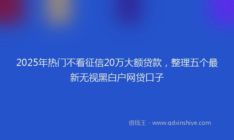 2025年热门不看征信20万大额贷款，整理五个最新无视黑白户网贷口子
