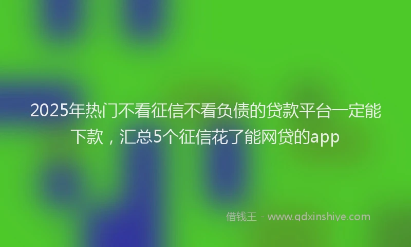 2025年热门不看征信不看负债的贷款平台一定能下款，汇总5个征信花了能网贷的app