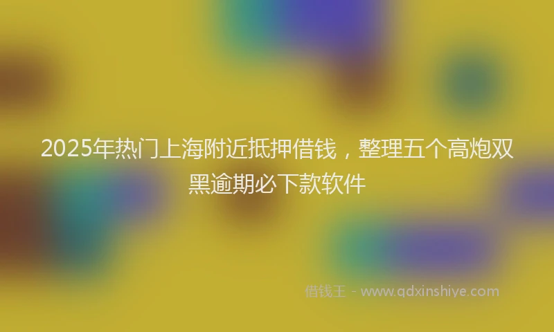 2025年热门上海附近抵押借钱，整理五个高炮双黑逾期必下款软件