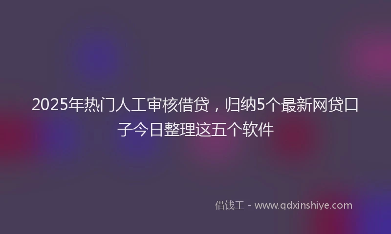 2025年热门人工审核借贷，归纳5个最新网贷口子今日整理这五个软件