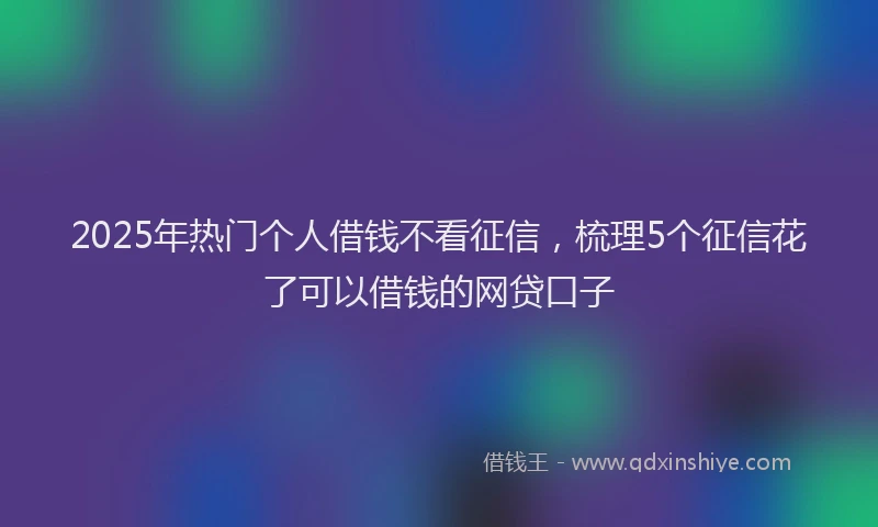 2025年热门个人借钱不看征信，梳理5个征信花了可以借钱的网贷口子