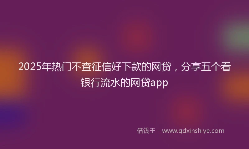 2025年热门不查征信好下款的网贷，分享五个看银行流水的网贷app