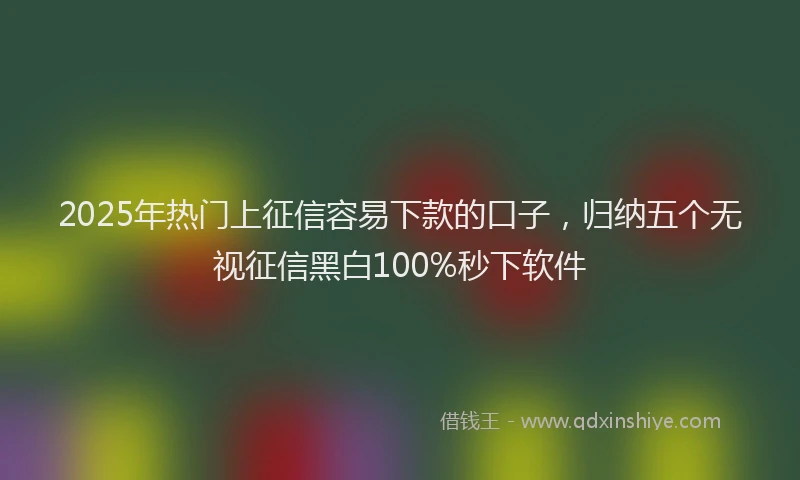 2025年热门上征信容易下款的口子，归纳五个无视征信黑白100%秒下软件