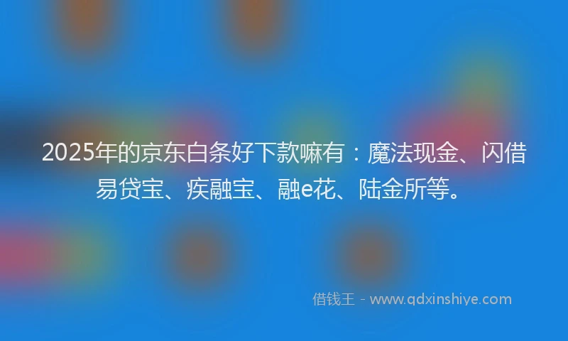 2025年的京东白条好下款嘛有：魔法现金、闪借易贷宝、疾融宝、融e花、陆金所等。