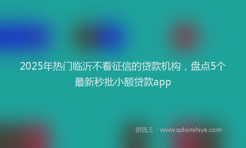 2025年热门临沂不看征信的贷款机构，盘点5个最新秒批小额贷款app