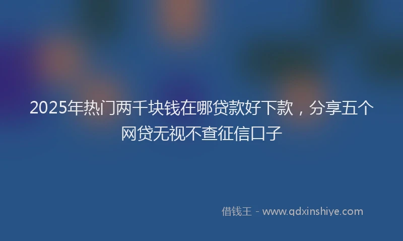 2025年热门两千块钱在哪贷款好下款，分享五个网贷无视不查征信口子