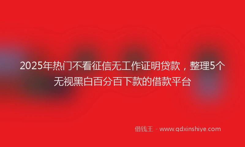 2025年热门不看征信无工作证明贷款，整理5个无视黑白百分百下款的借款平台