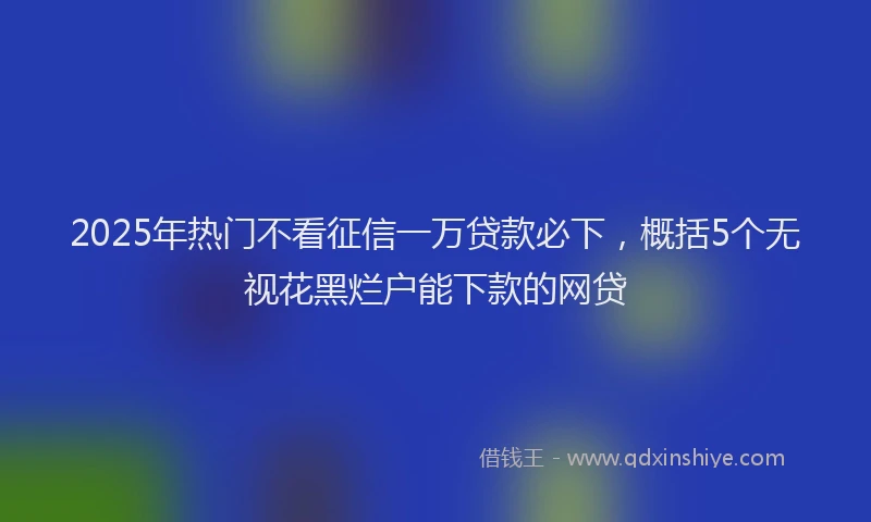 2025年热门不看征信一万贷款必下，概括5个无视花黑烂户能下款的网贷