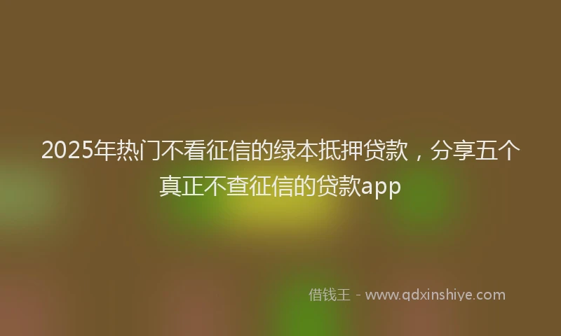 2025年热门不看征信的绿本抵押贷款，分享五个真正不查征信的贷款app