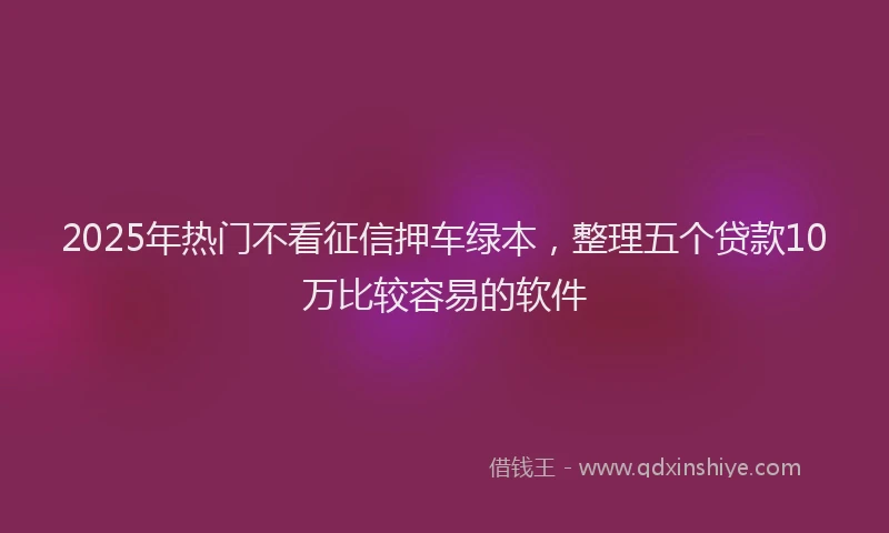 2025年热门不看征信押车绿本，整理五个贷款10万比较容易的软件