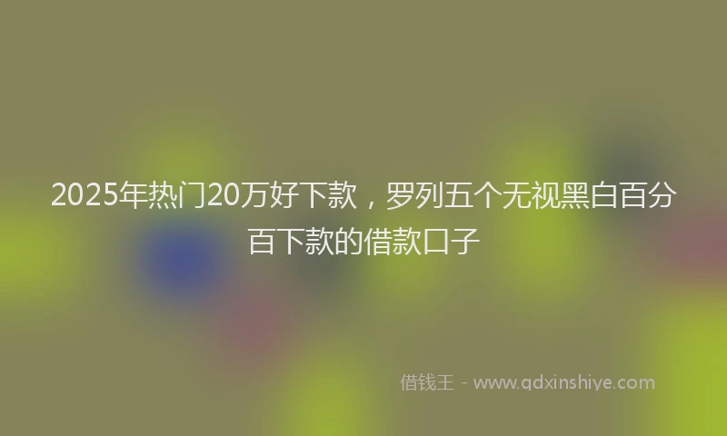 2025年热门20万好下款，罗列五个无视黑白百分百下款的借款口子