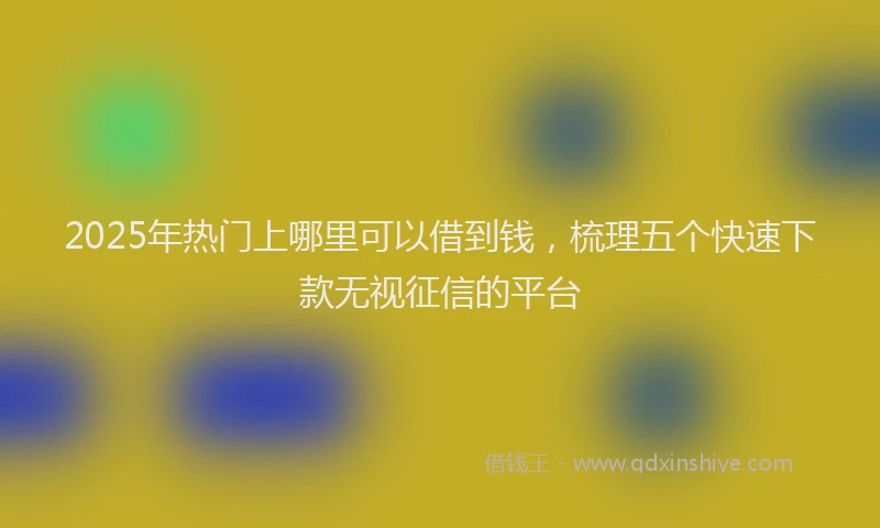 2025年热门上哪里可以借到钱，梳理五个快速下款无视征信的平台