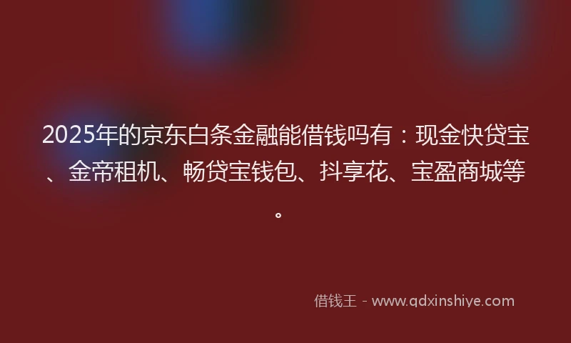 2025年的京东白条金融能借钱吗有：现金快贷宝、金帝租机、畅贷宝钱包、抖享花、宝盈商城等。