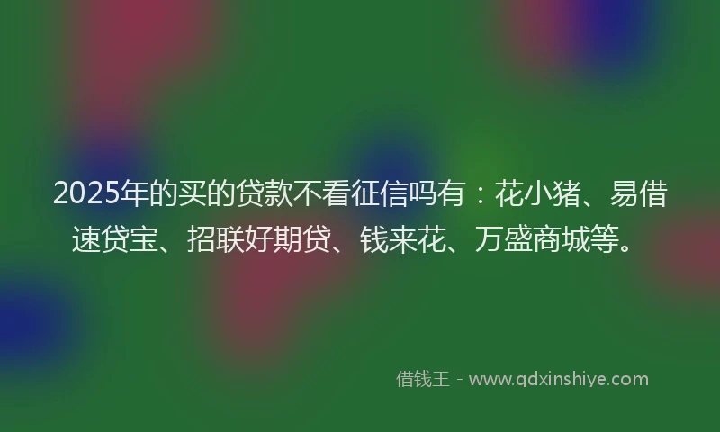 2025年的买的贷款不看征信吗有：花小猪、易借速贷宝、招联好期贷、钱来花、万盛商城等。