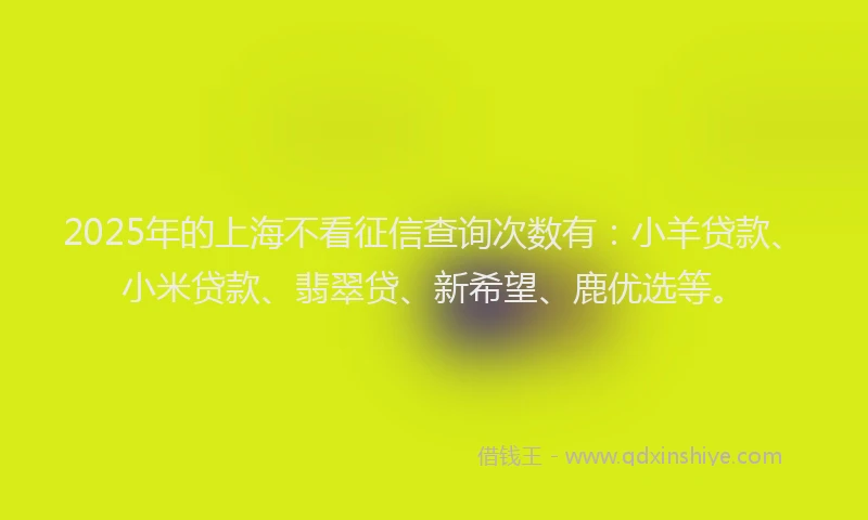 2025年的上海不看征信查询次数有：小羊贷款、小米贷款、翡翠贷、新希望、鹿优选等。